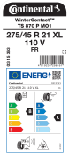 Continental WinterContact TS 870 P 275/45R21 110V opona osobowa zimowa XL FR (MO1) EV