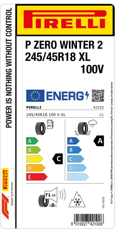 Pirelli P Zero Winter 2 245/45R18 100V XL FR opona zimowa osobowa, SAP 4210200, EAN 8019227421026