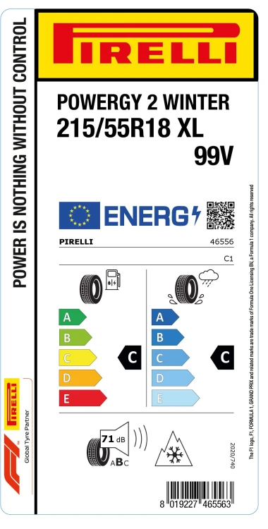 215/55R18 99V Pirelli Powergy 2 Winter opona zimowa osobowa XL , EAN	8019227465563, SAP	4655600