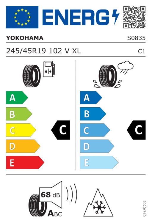 Yokohama Advan Winter V907 245/45R19 102V XL opona zimowa osobowa MO1A RPB, EAN	4548515335713, SAP	S0835