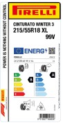 Pirelli Cinturato Winter 3 215/55R18 99V opona zimowa osobowa XL FR, EAN	8019227456226, SAP	4562200