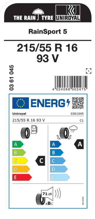 Uniroyal RainSport 5 215/55R16 93V opona osobowa letnia